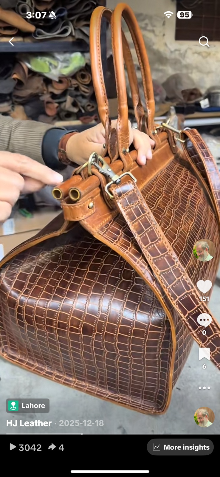 Pure Leather Handmade Duffle Bag - Image 3