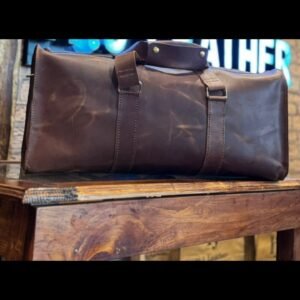 Handmade leather duffle bag