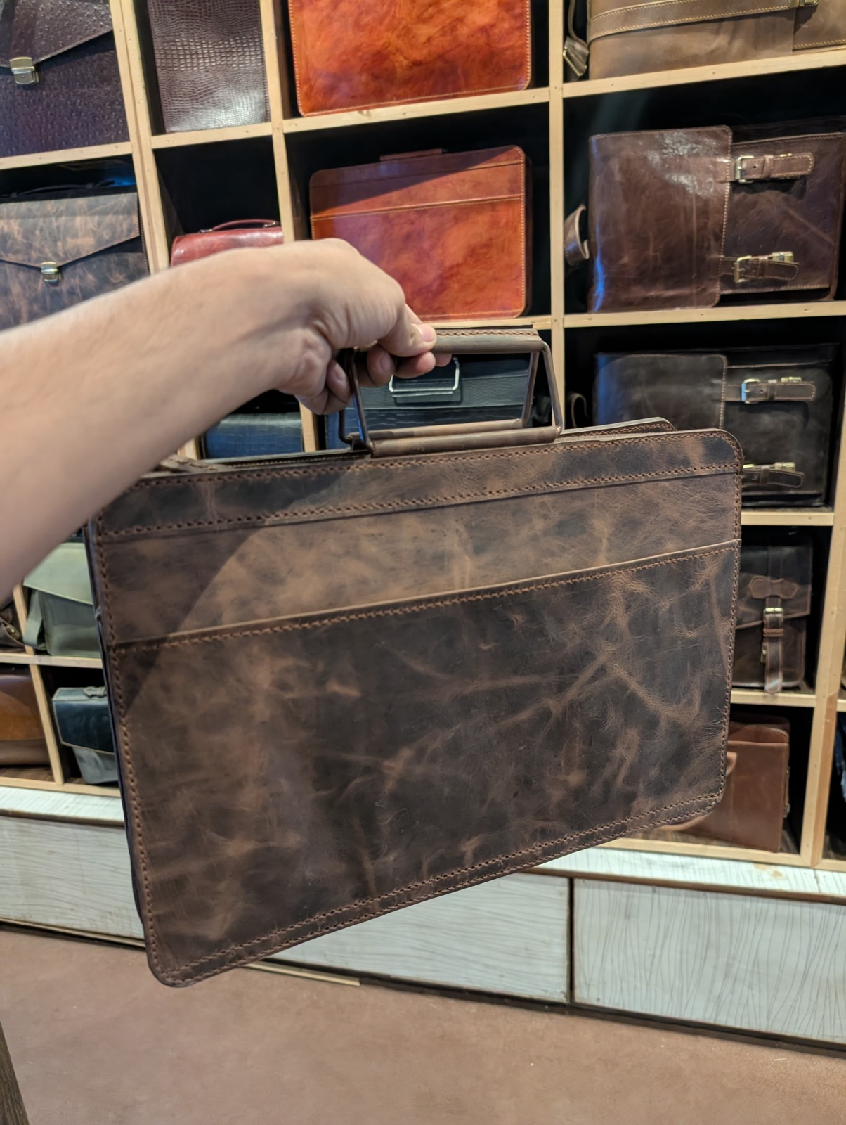 Wax Pullup Leather Handmade Laptop Bag - Image 3