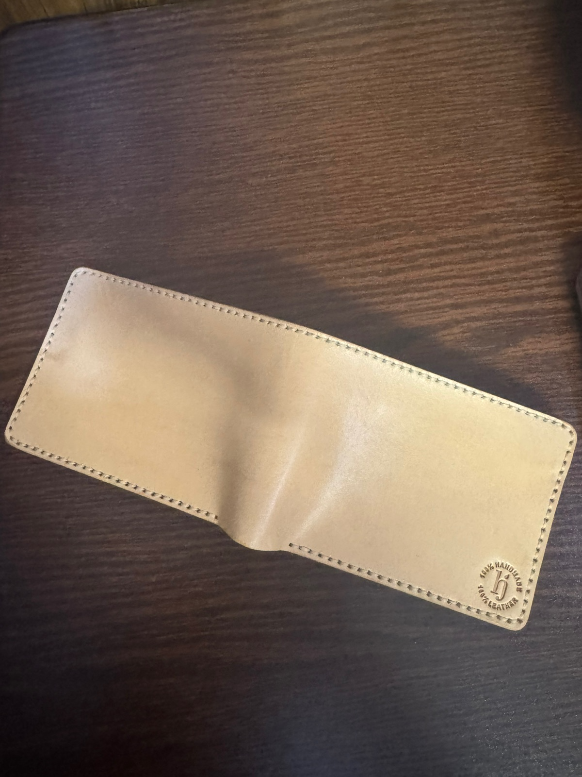 Diamond 1 Vegtan Natural Leather Wallet Handstitched Ten Card Slots - Image 2
