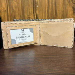 Diamond 1 Vegtan Natural Leather Wallet Handstitched Ten Card Slots