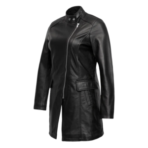 Women Classic Leather Long Coat